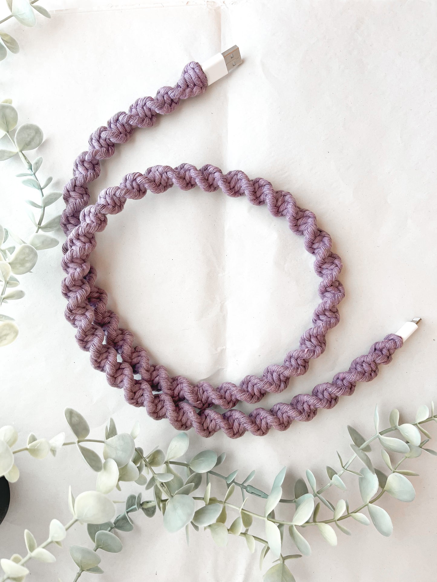 Lavender Macrame Charger Cord