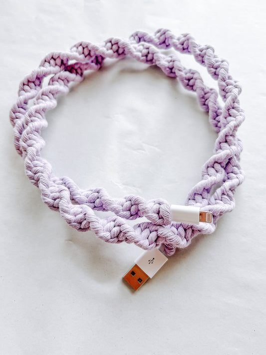 Lilac Macrame Charger Cord
