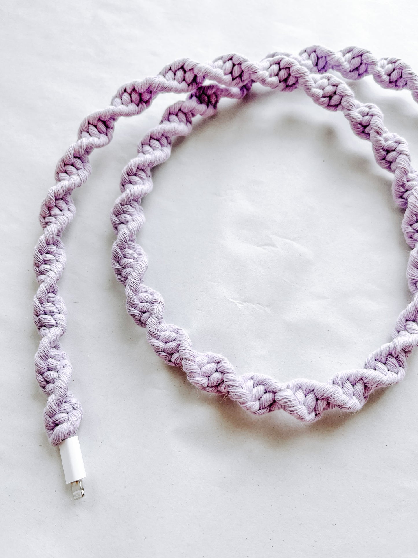 Lilac Macrame Charger Cord