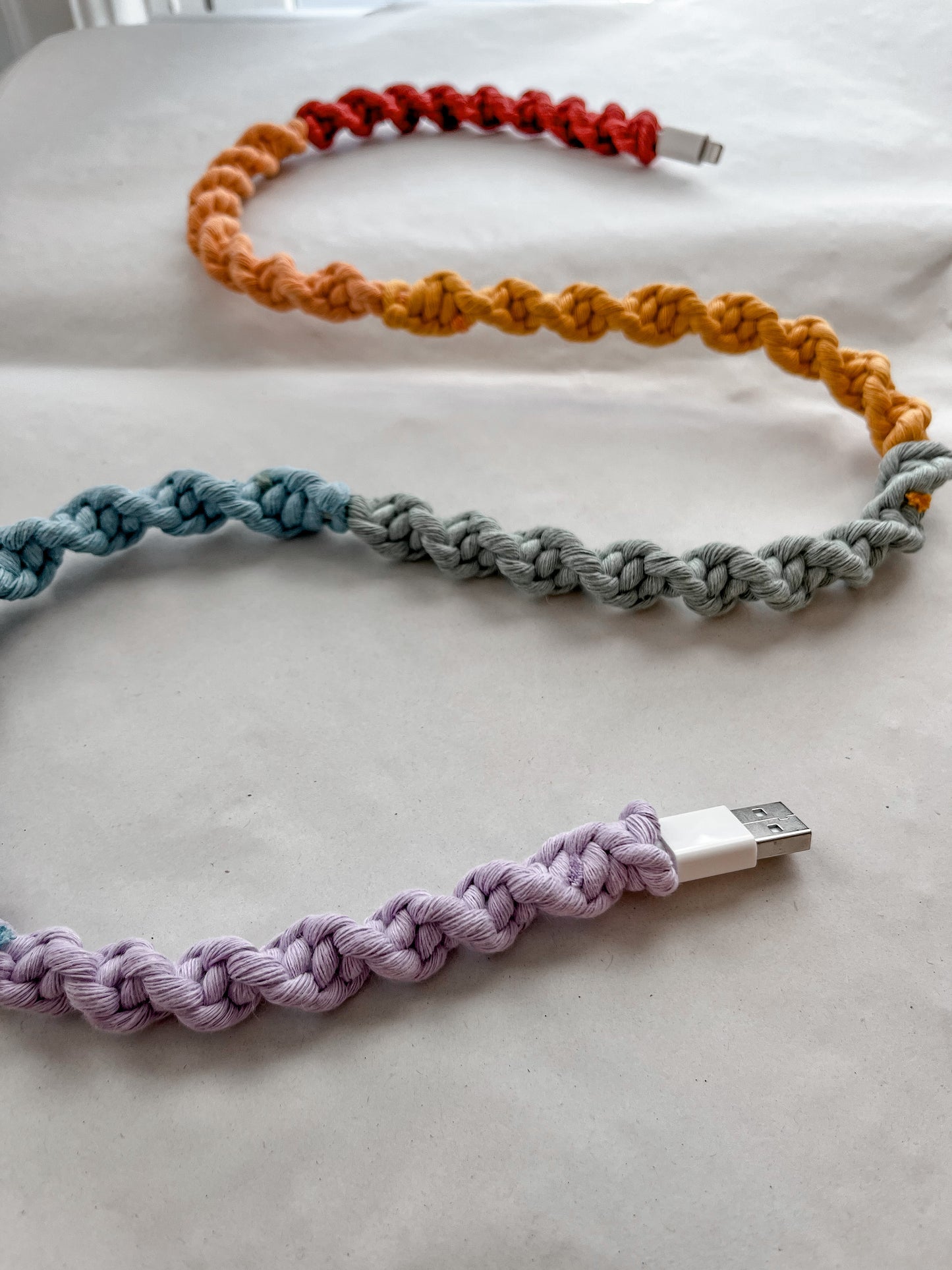 Rainbow Macrame Charger Cord