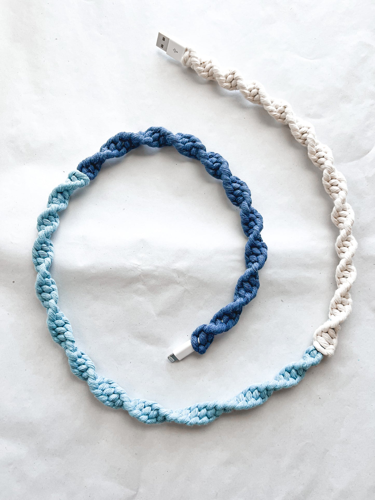 Ocean Wave OMBRÉ Macrame Charger Cord