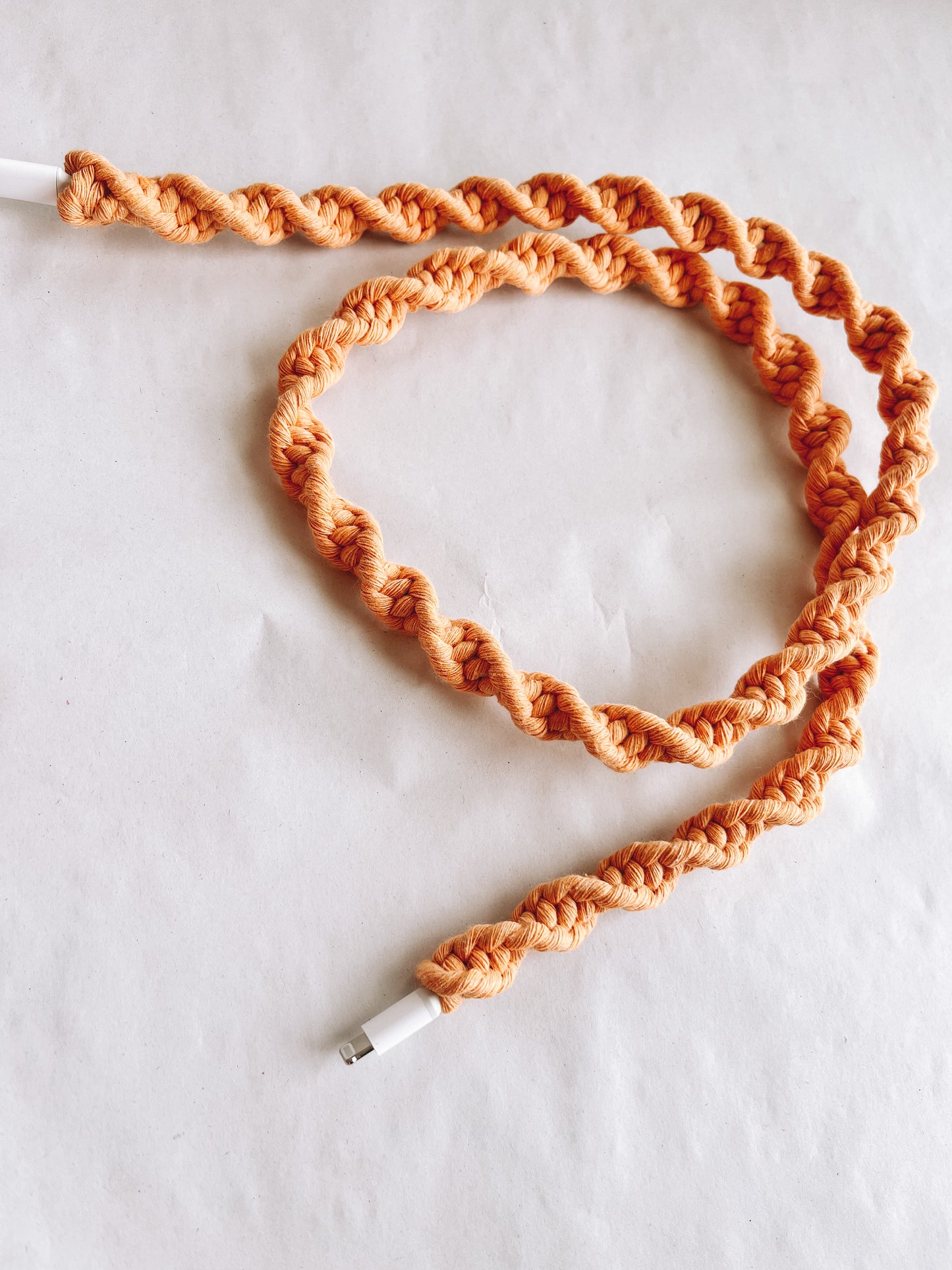 Peach Macrame Charger Cord