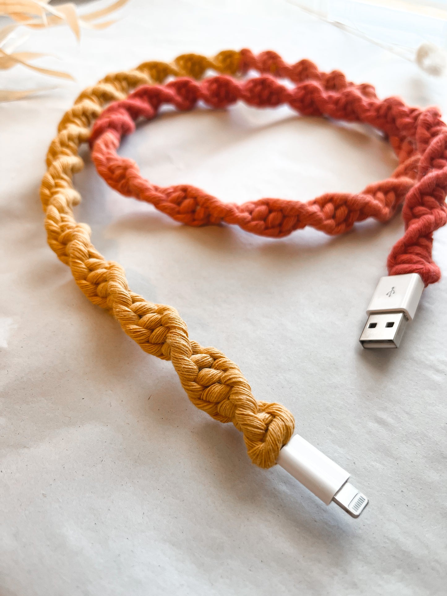 Sunburst OMBRÉ Macrame Charger Cord