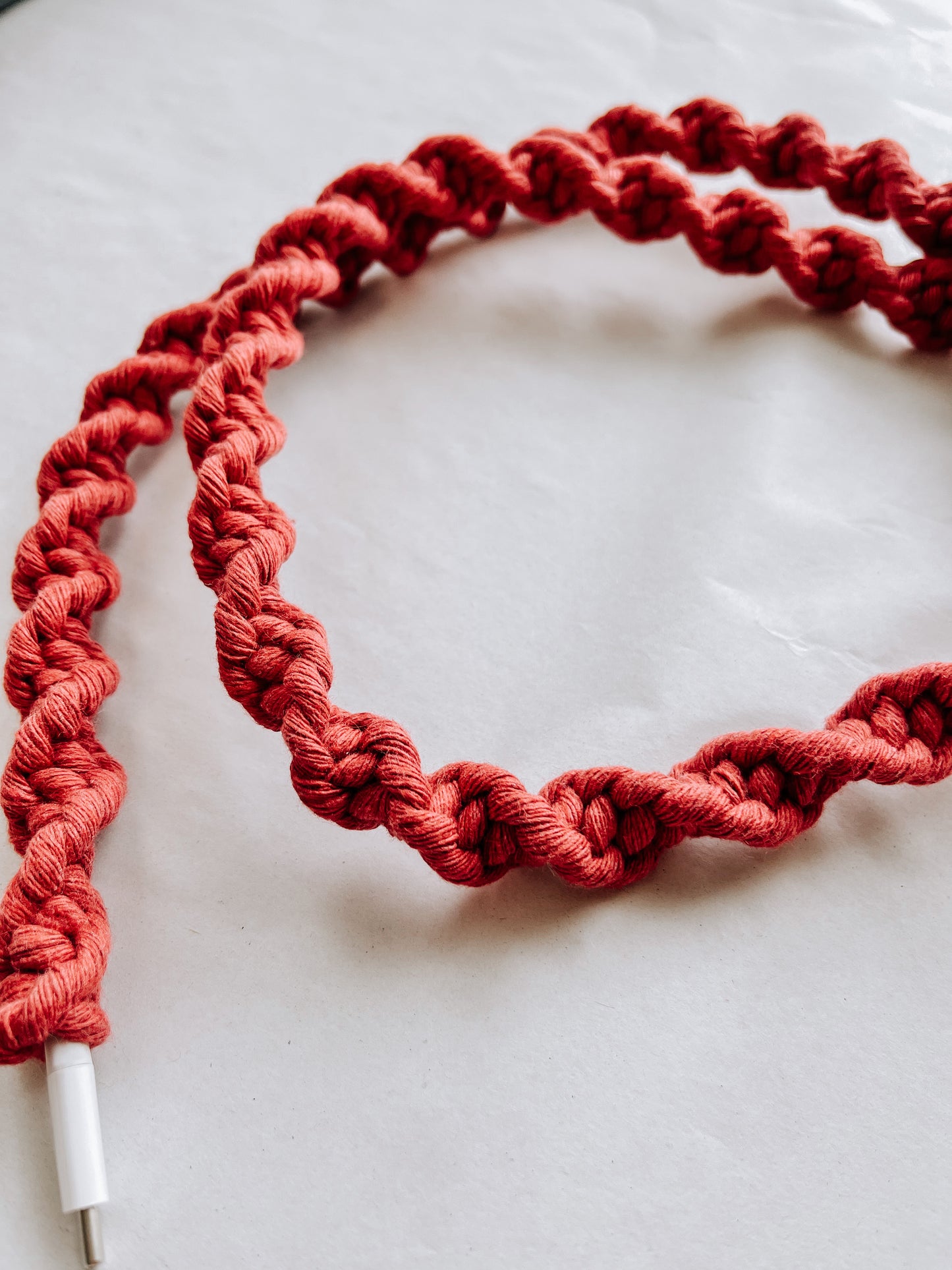 Raspberry Macrame Charger Cord