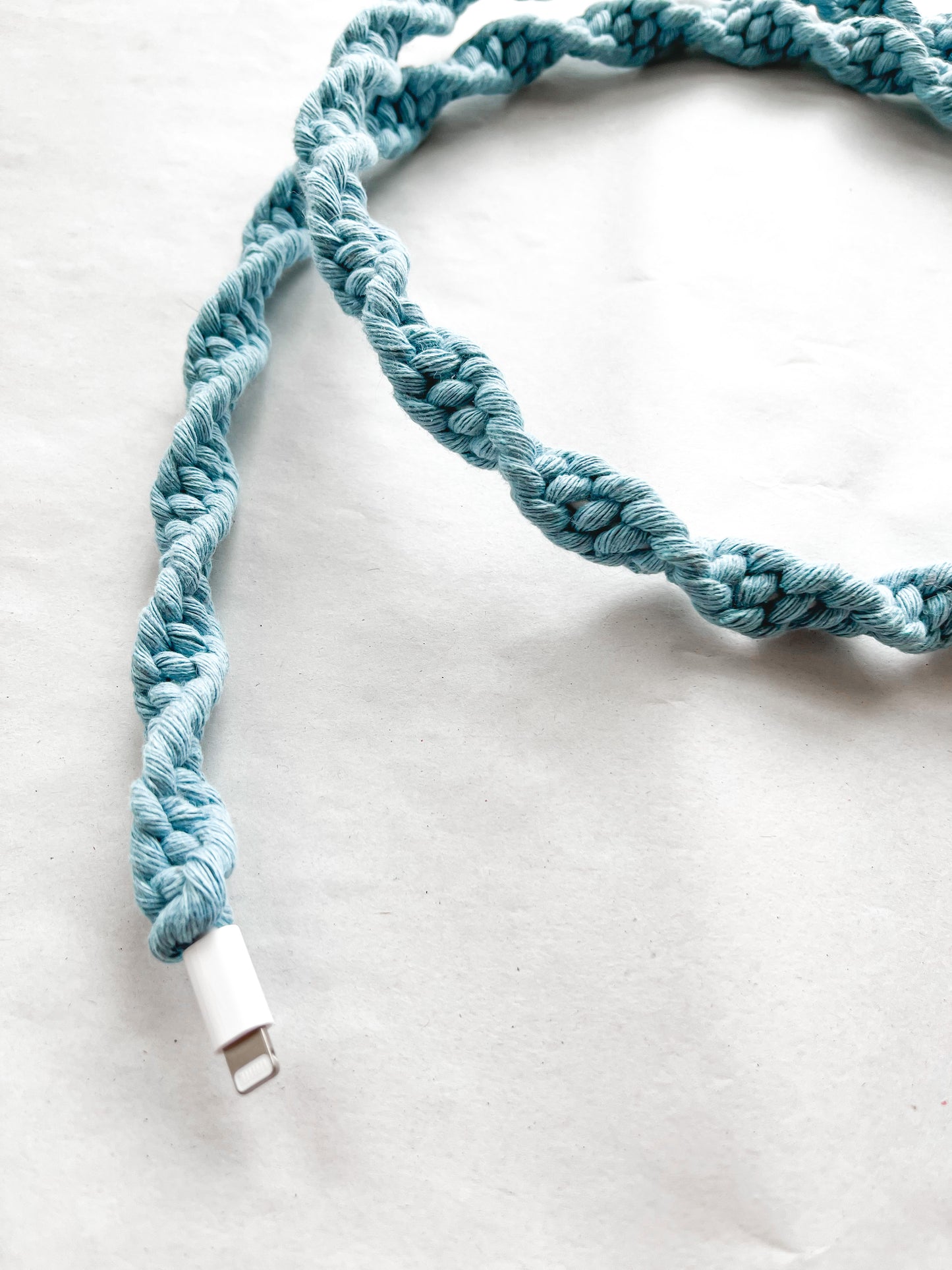 Sky Blue Macrame Charger Cord