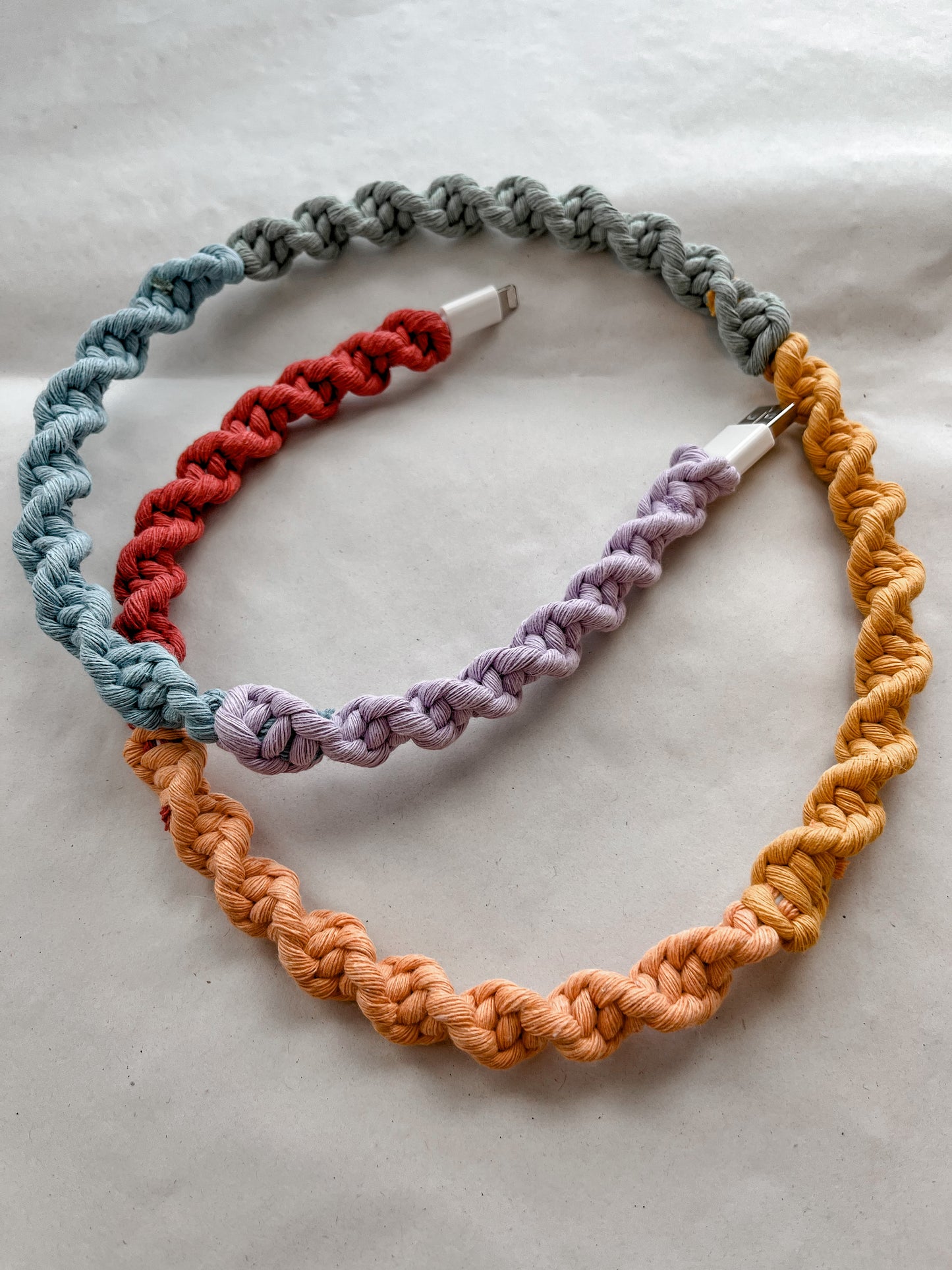 Rainbow Macrame Charger Cord