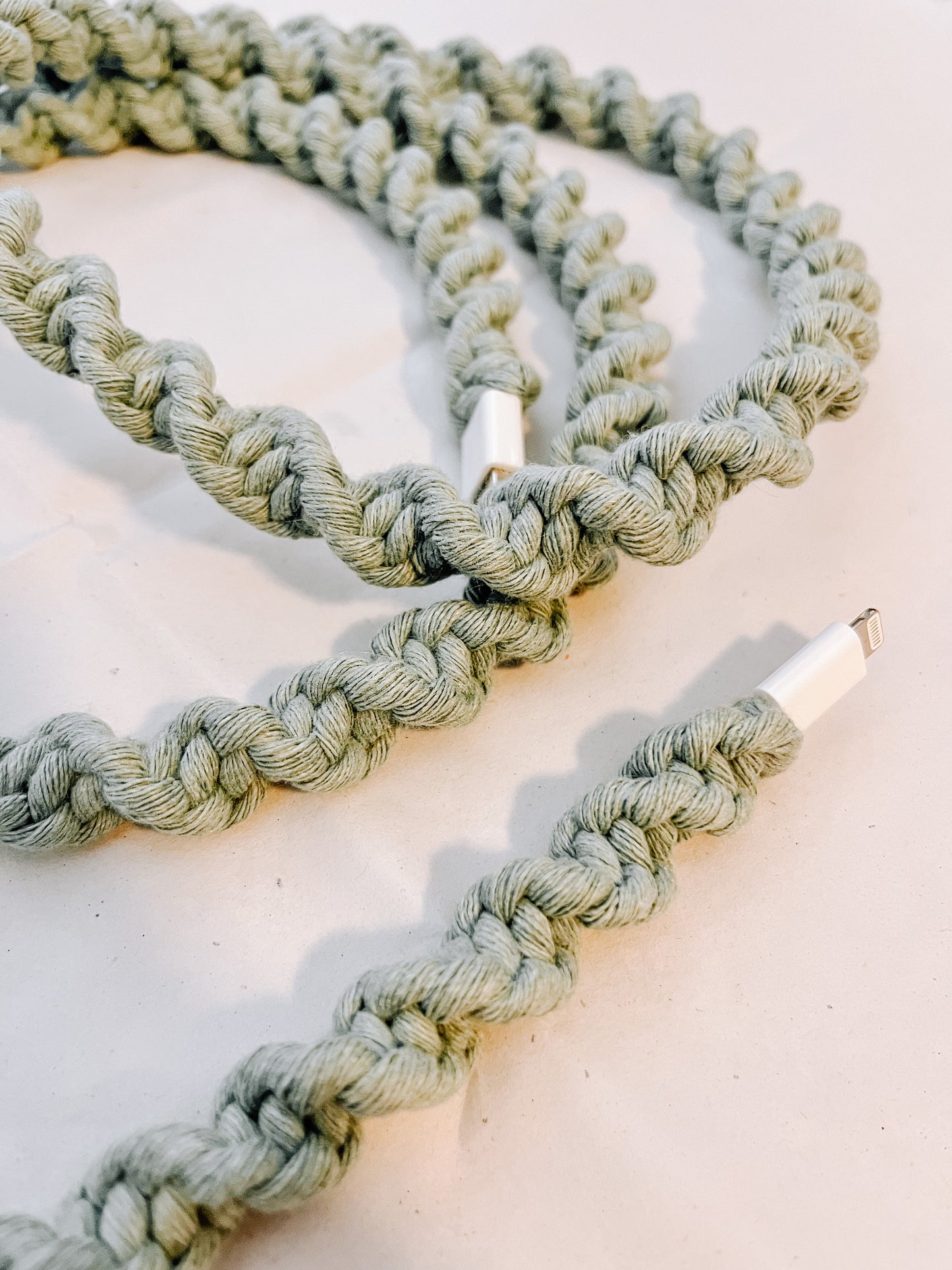 Sage Macrame Charger Cord