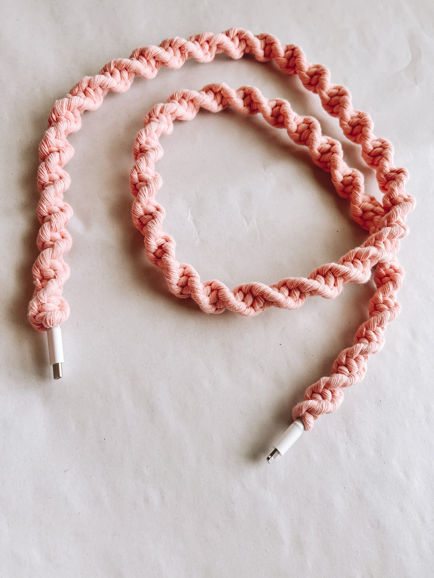 Pink Taffy Macrame Charger Cord