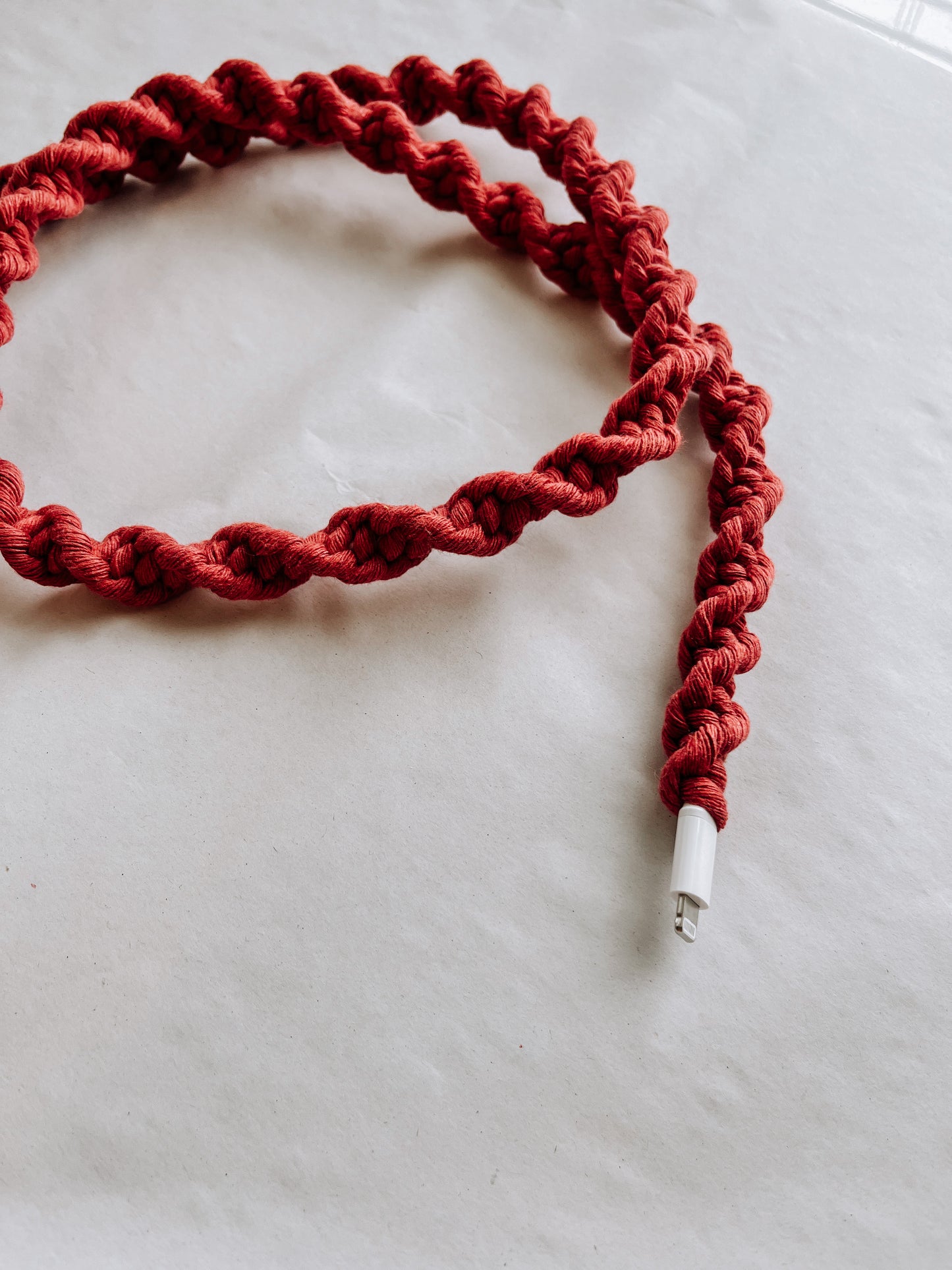 Raspberry Macrame Charger Cord