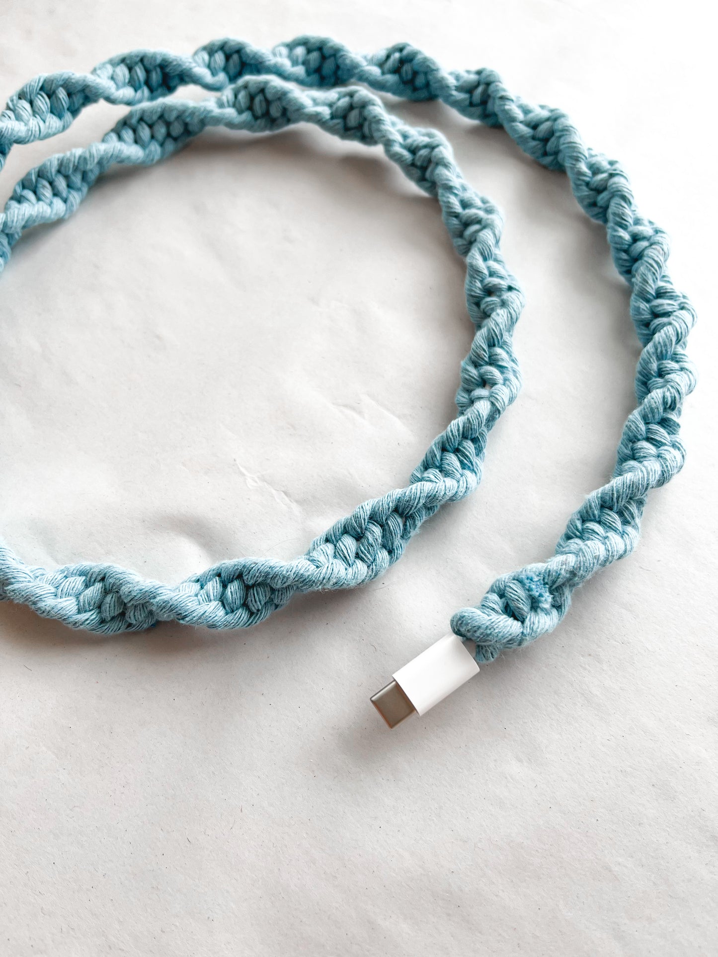 Sky Blue Macrame Charger Cord