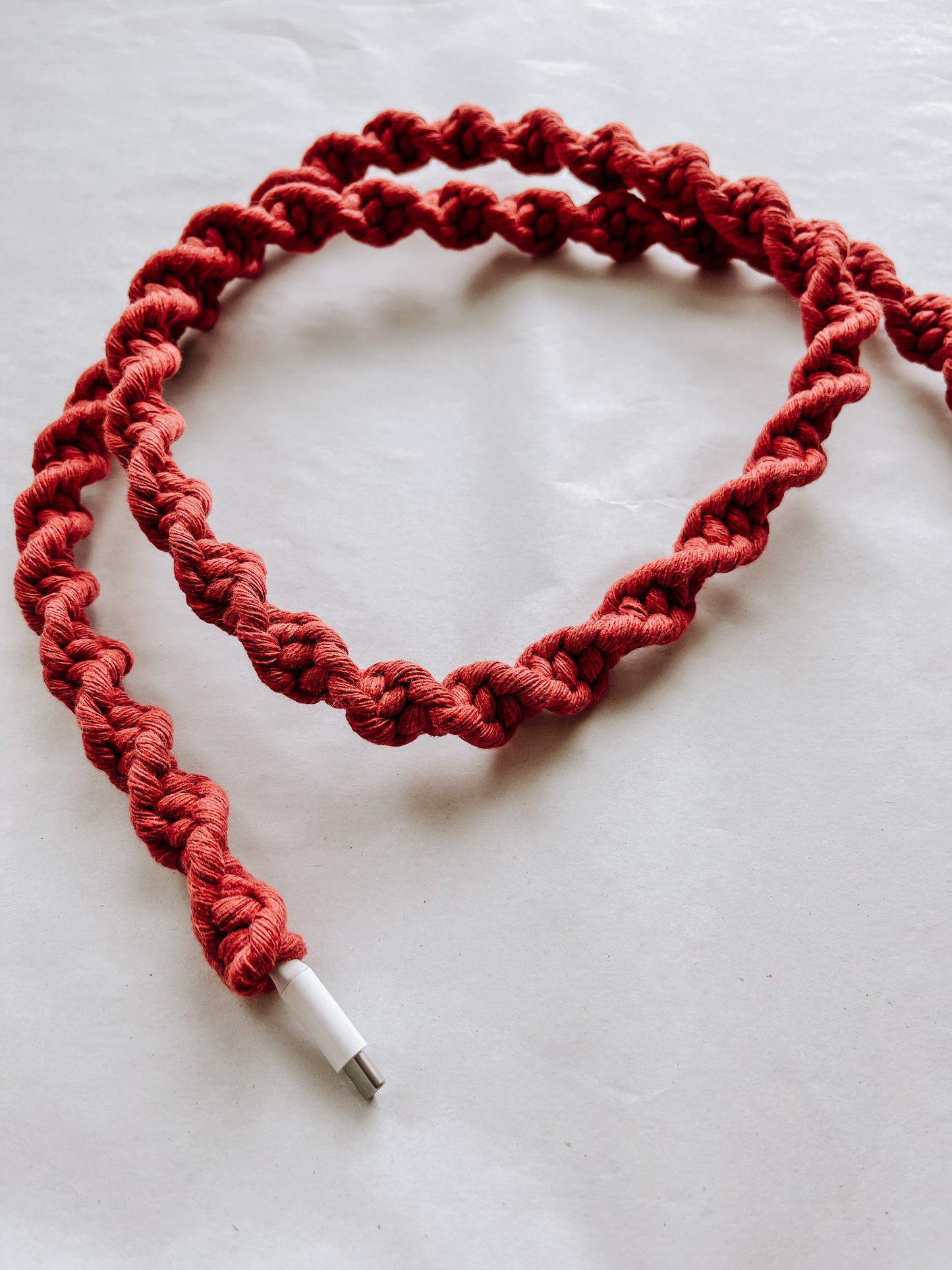 Raspberry Macrame Charger Cord