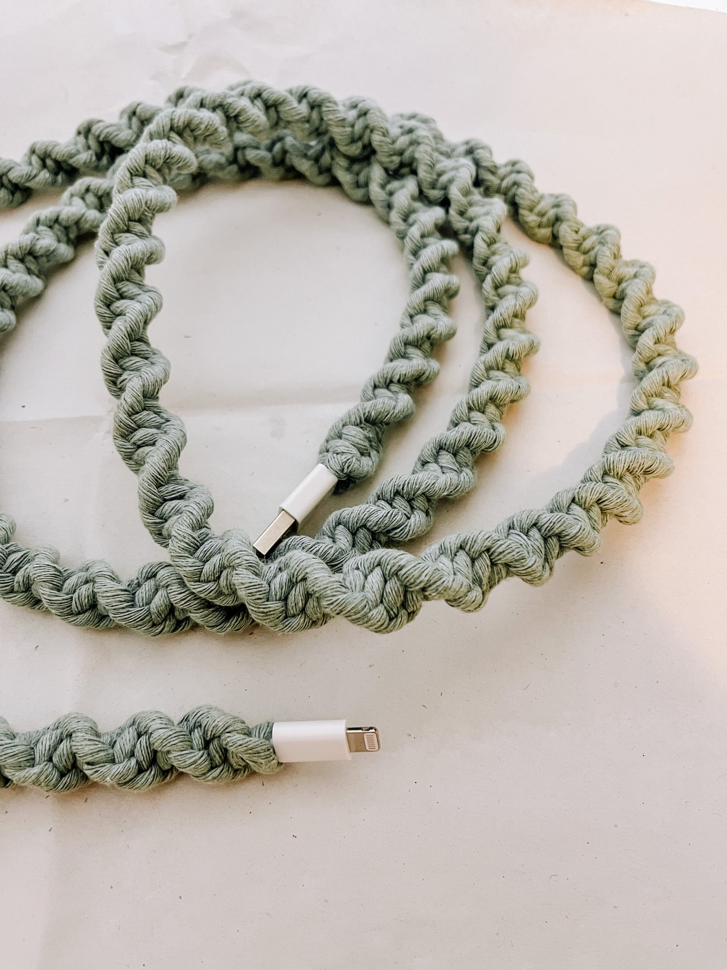 Sage Macrame Charger Cord