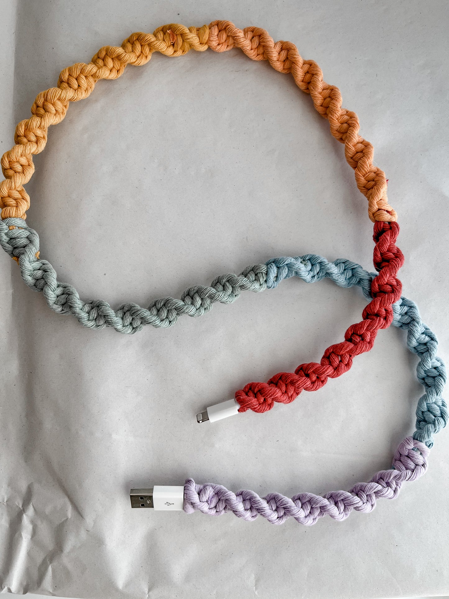 Rainbow Macrame Charger Cord