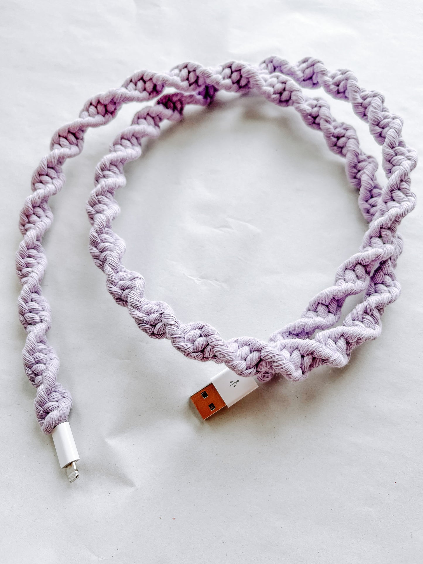 Lilac Macrame Charger Cord