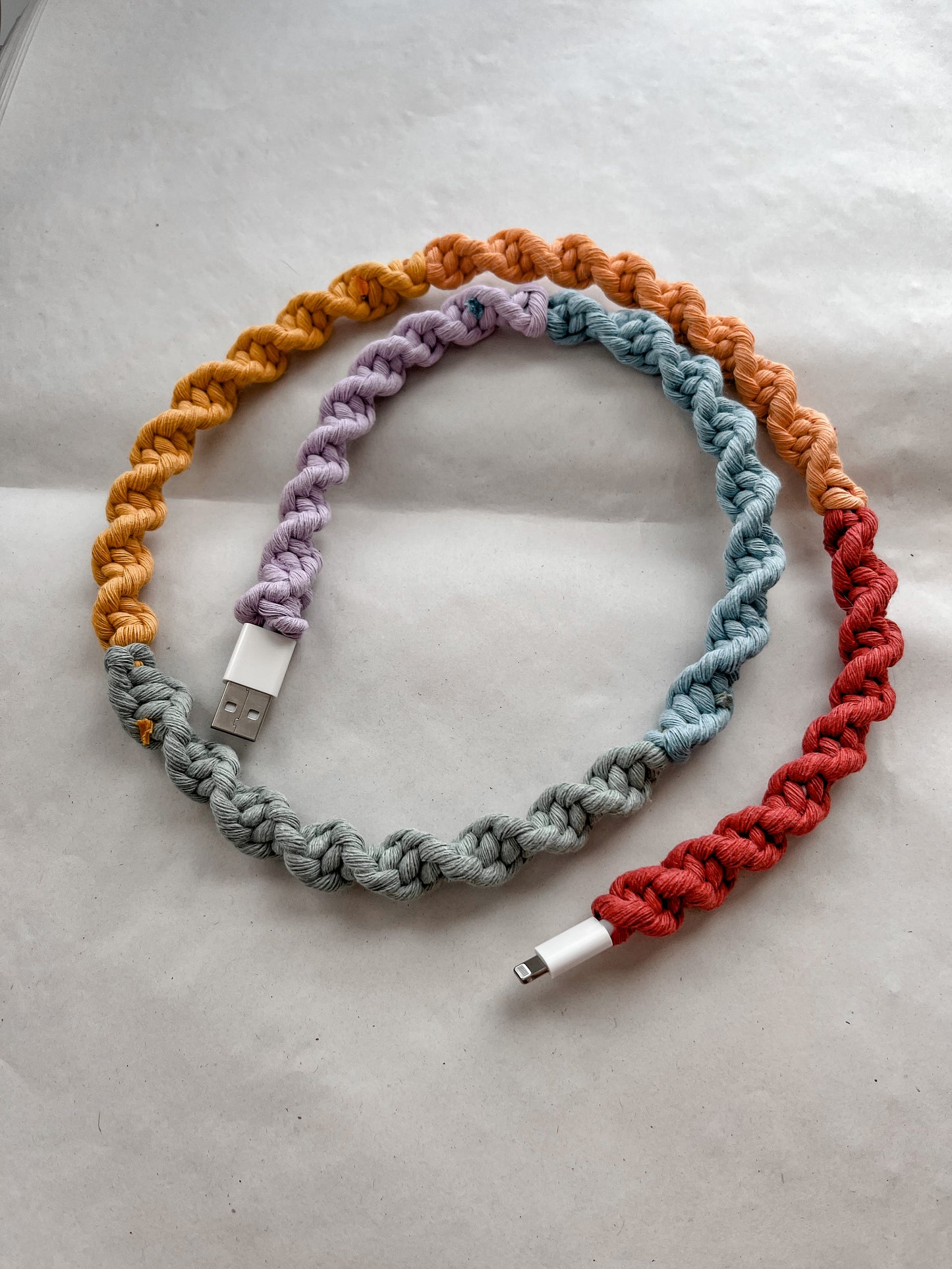 Rainbow Macrame Charger Cord