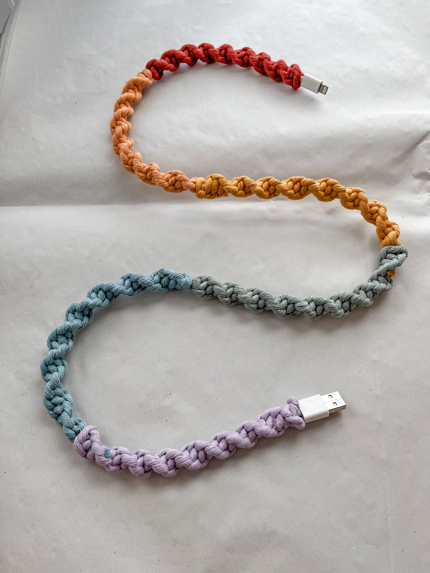 Rainbow Macrame Charger Cord