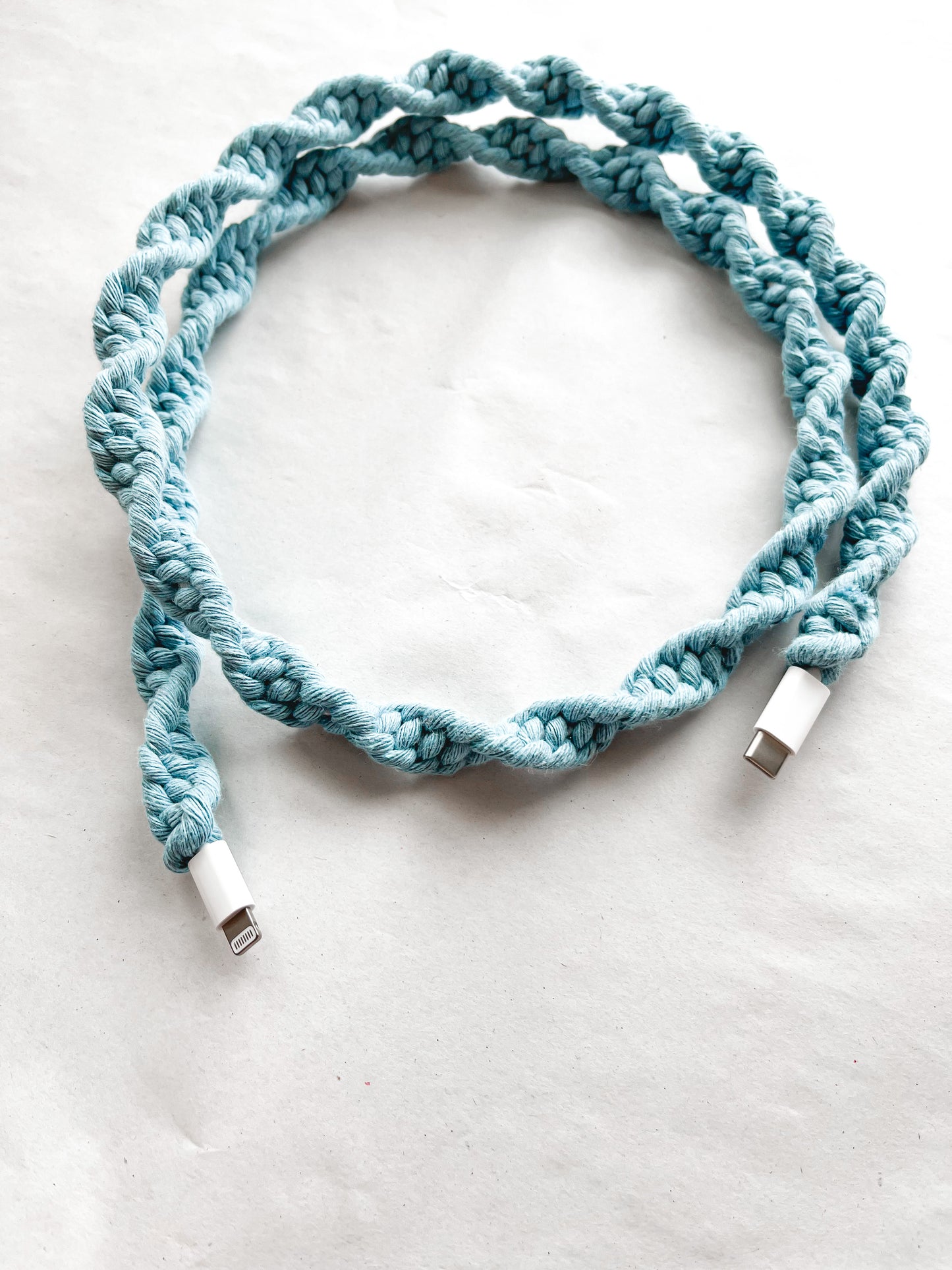 Sky Blue Macrame Charger Cord