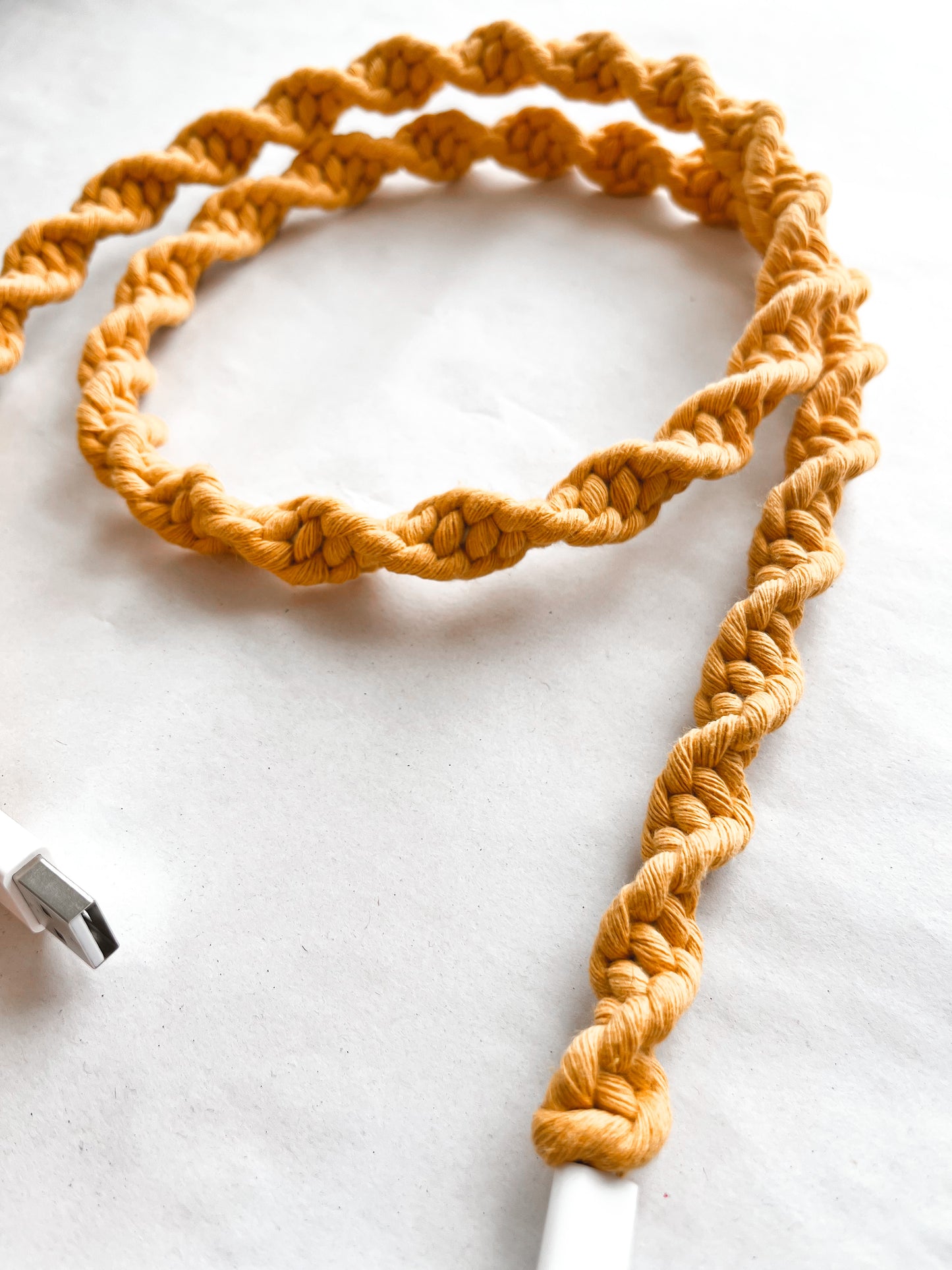 Mustard Macrame Charger Cord