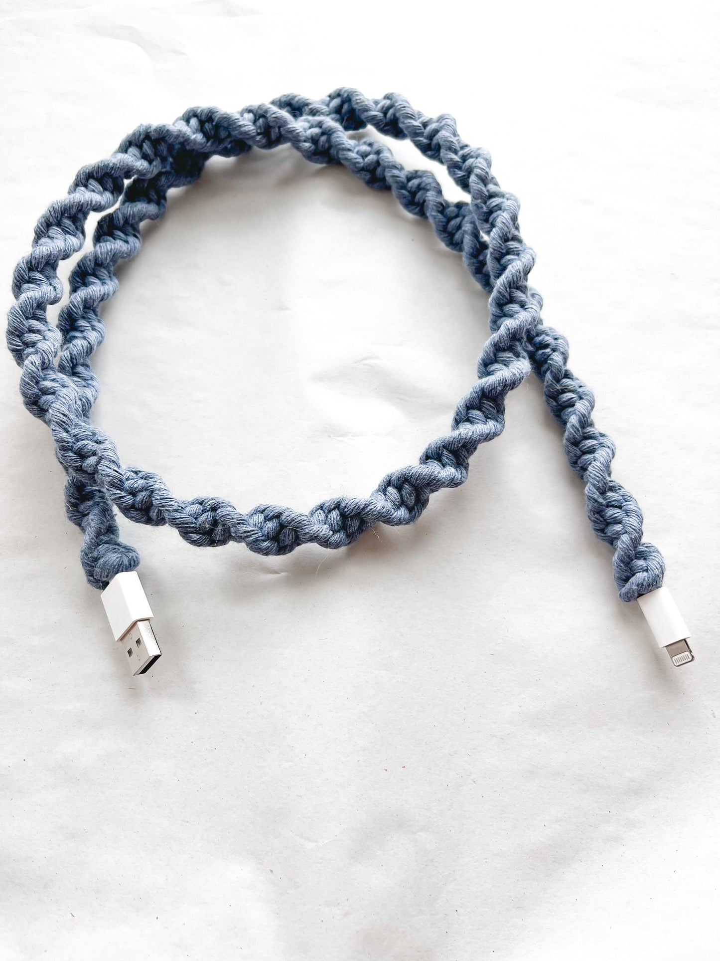 Dark Blue Macrame Charger Cord