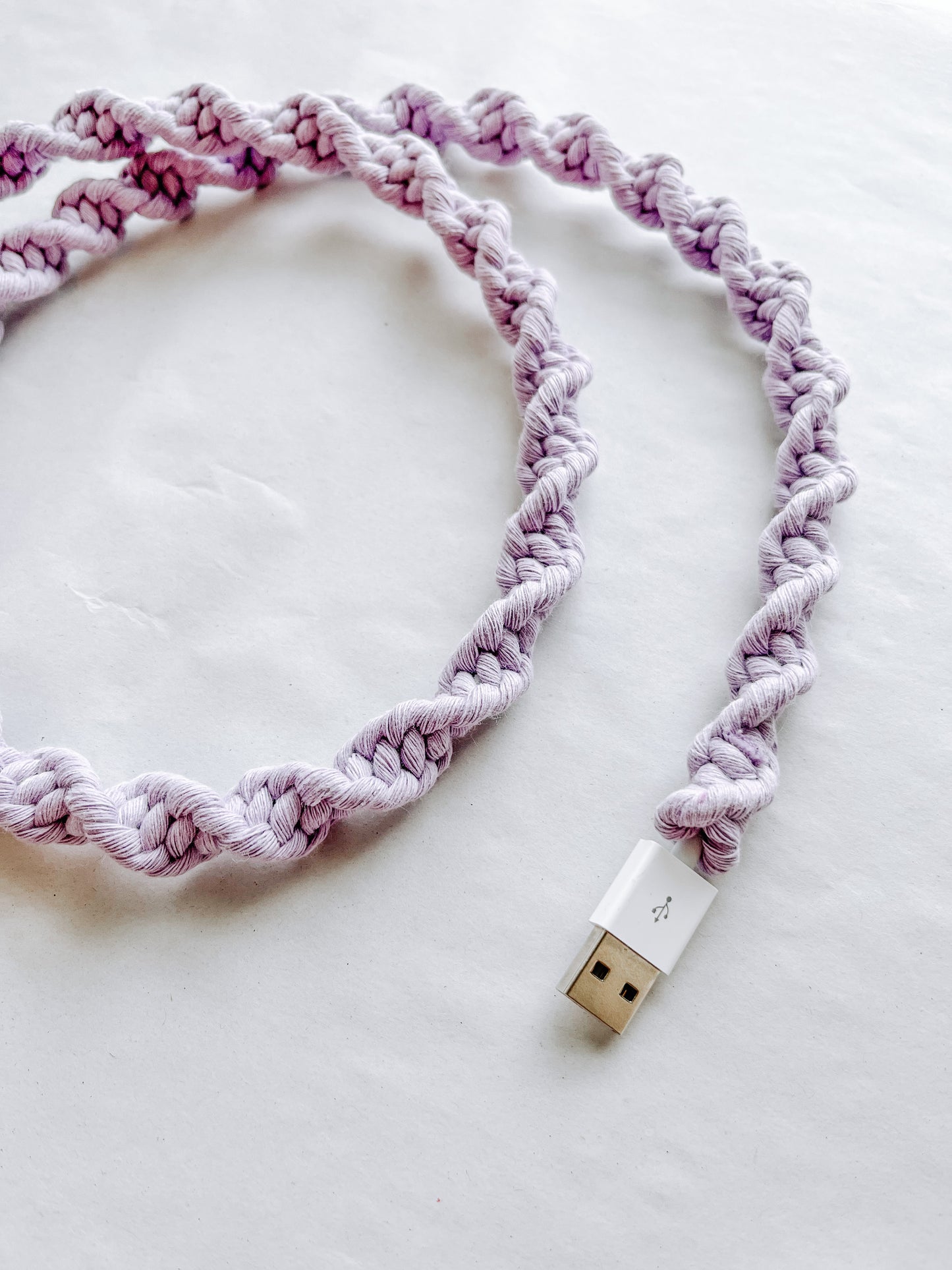 Lilac Macrame Charger Cord