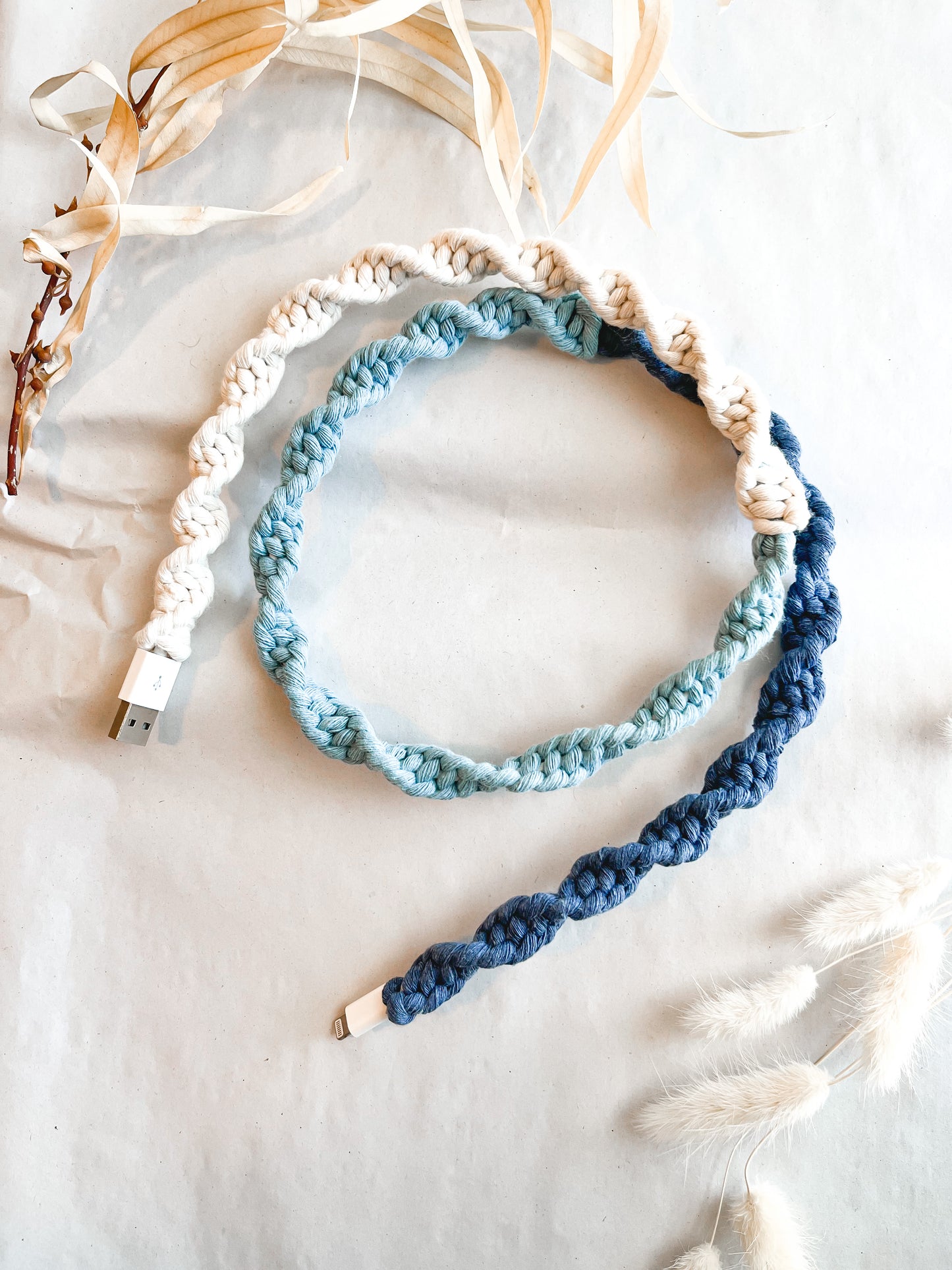 Ocean Wave OMBRÉ Macrame Charger Cord