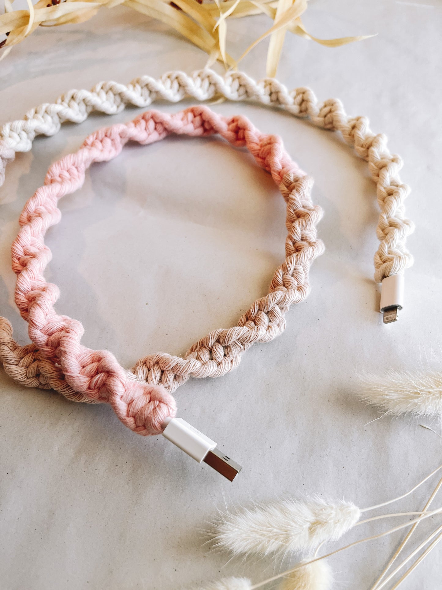 Pretty in Pink OMBRÉ Macrame Charger Cord