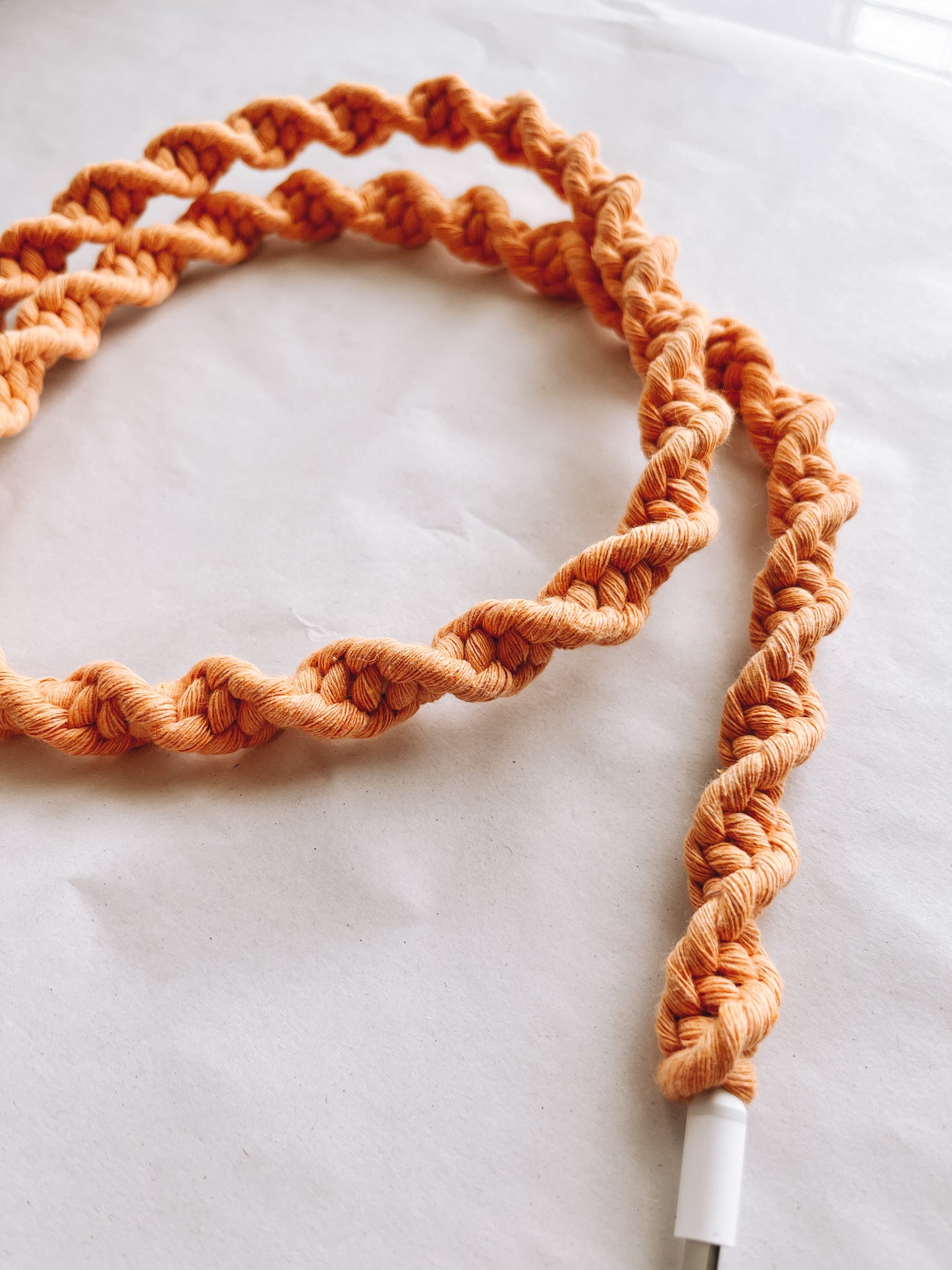 Peach Macrame Charger Cord